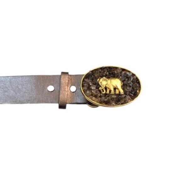 Swanky Belts Elephant Stone Buckle Leather Belt Medium 33-37 main image 4